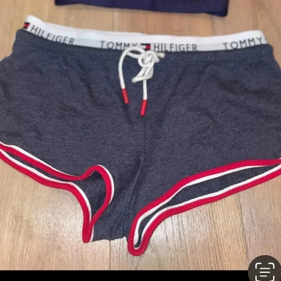 TOMMY HILFIGER DRAWSTRING LOGO WAISTBAND LOUNGE SHORTS SIZE SMALL DARK GREY - Picture 8 of 9